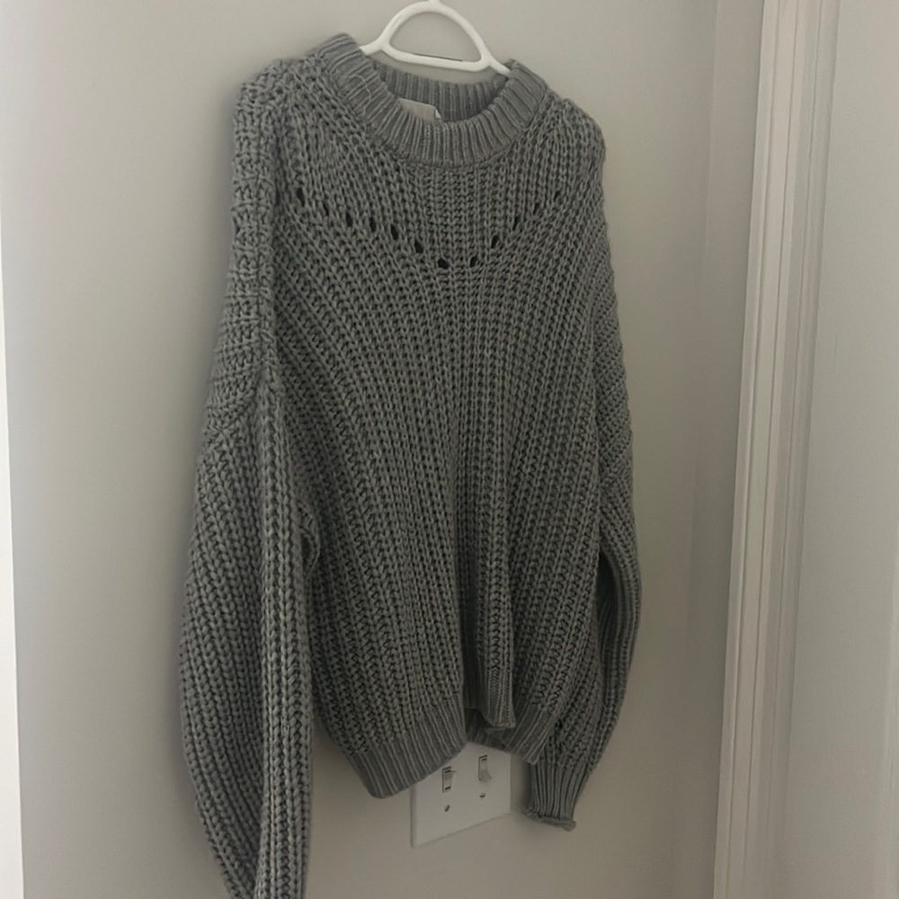 Light Grey Thick Cable-Knit Sweater